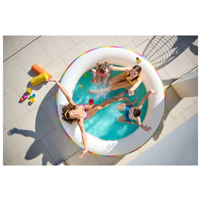 Bestway 54443 Rainbow Dreams Piscina Gonfiabile Rotonda 206x51 cm 632 L 2 Portabicchieri PVC colore Multicolore