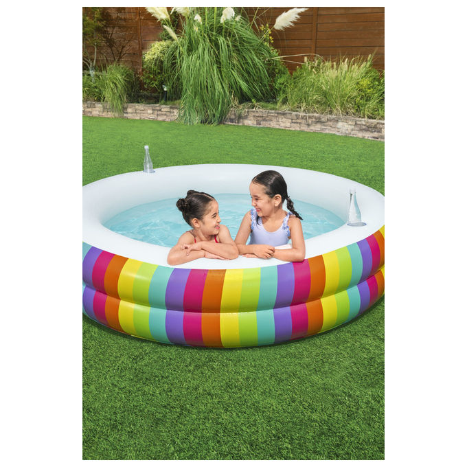 Bestway 54443 Rainbow Dreams Piscina Gonfiabile Rotonda 206x51 cm 632 L 2 Portabicchieri PVC colore Multicolore
