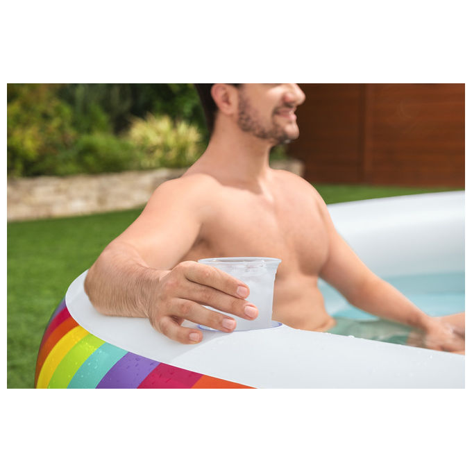 Bestway 54443 Rainbow Dreams Piscina Gonfiabile Rotonda 206x51 cm 632 L 2 Portabicchieri PVC colore Multicolore