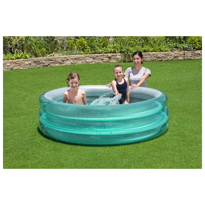 Bestway 51042 Big Metallic Piscina Gonfiabile per Bambini Tonda 3 anelli 170x53 cm 697 L colore Blu
