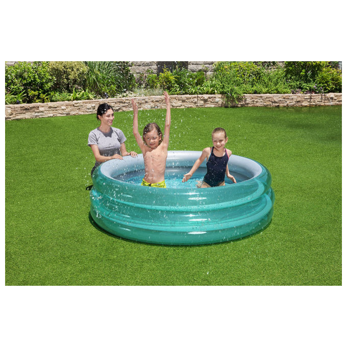 Bestway 51042 Big Metallic Piscina Gonfiabile per Bambini Tonda 3 anelli 170x53 cm 697 L colore Blu