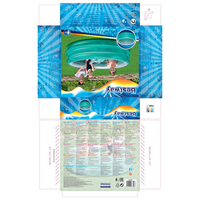 Bestway 51042 Big Metallic Piscina Gonfiabile per Bambini Tonda 3 anelli 170x53 cm 697 L colore Blu