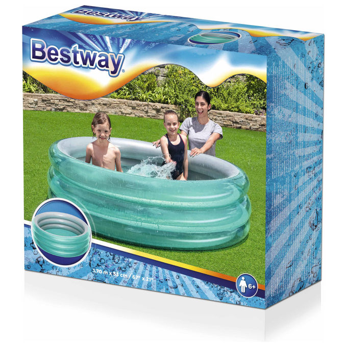 Bestway 51042 Big Metallic Piscina Gonfiabile per Bambini Tonda 3 anelli 170x53 cm 697 L colore Blu