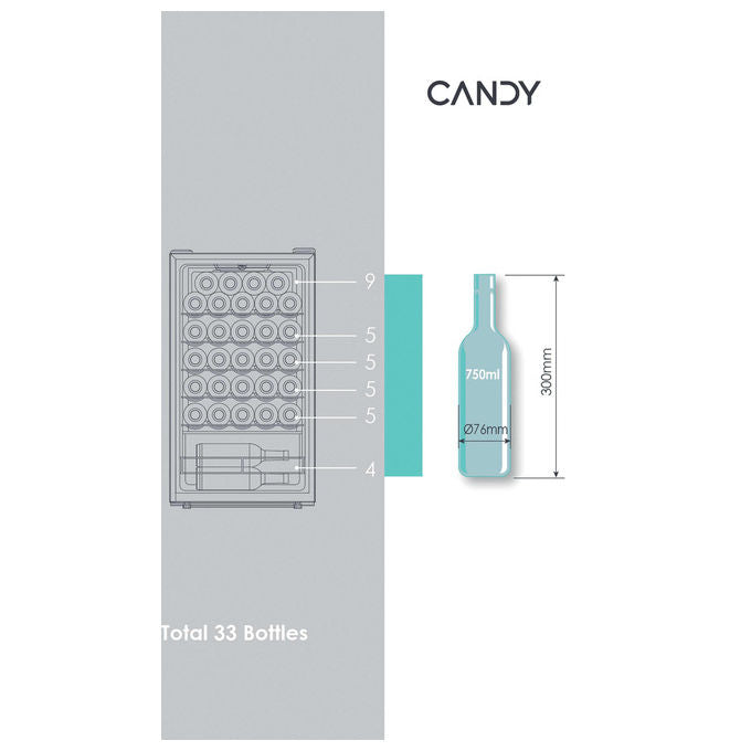 Candy CWC033M DiVino Cantinetta Vino Libera Installazione 33 Bottiglie 5-20°C Classe G 37 dB Wi-Fi colore Nero