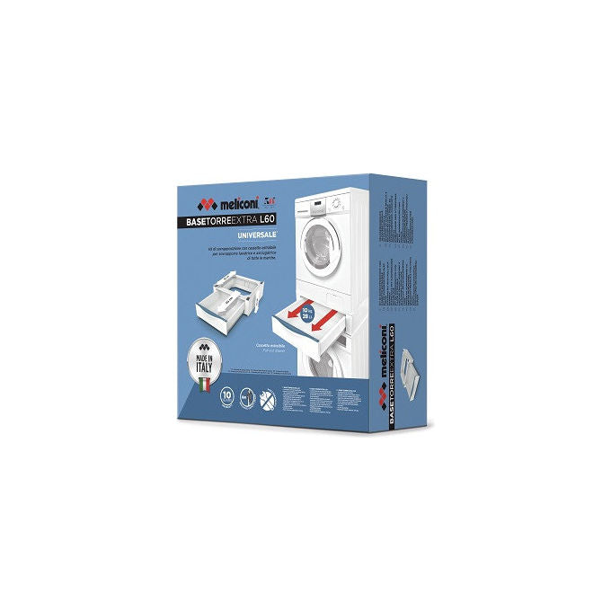 Meliconi EXTRAL60 Base Torre Extra Kit Sovrapposizione Lavatrice Asciugatrice Cassetto 28 L 250 Kg colore Bianco