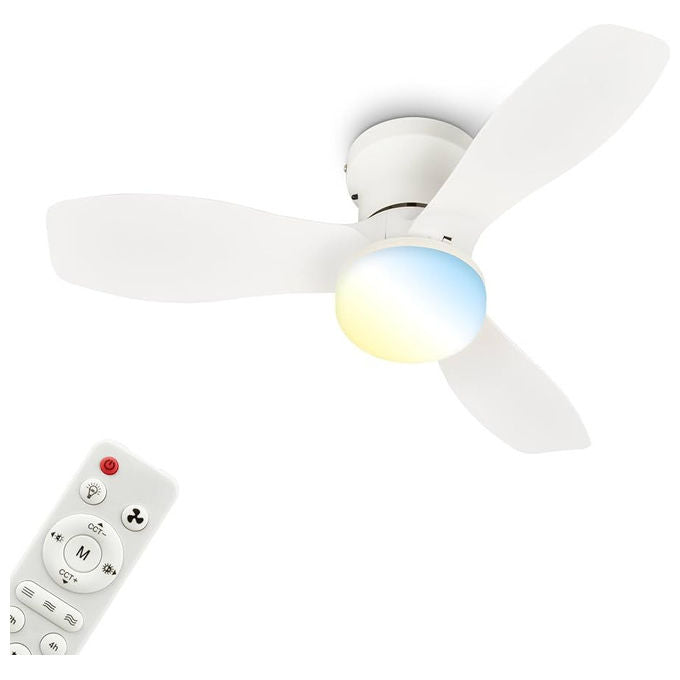 Briloner BT10023 Ventilatore da Soffitto con Luce LED 3 Pale 6 Velocita' 36W Telecomando colore Bianco