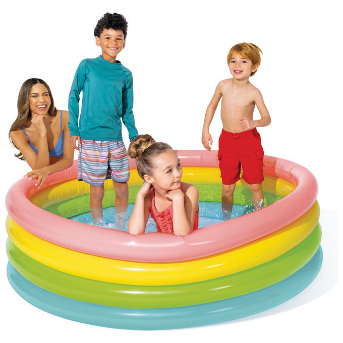 Intex 56441 Sunset Glow Pool Piscina Gonfiabile per Bambini 4 Anelli 168x46 cm 780 L colore Multicolore