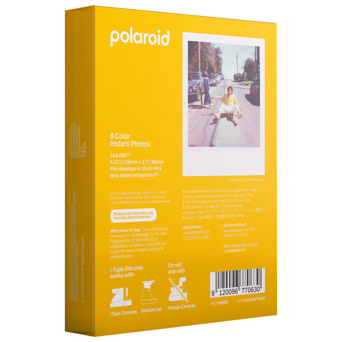 Polaroid 6000 Pellicola Istantanea i-Type a Colori 8 Foto 89x108 mm ISO 640 cornice Bianca