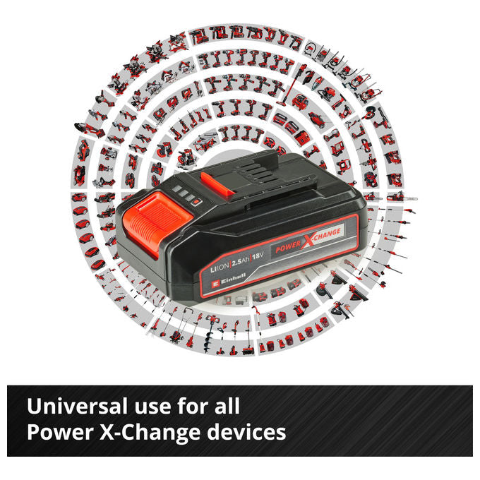 Einhell PXC-STARTER-KIT Power X-Change Set Batteria e Caricabatterie 18V 2.5Ah Ricarica Rapida colore Nero Rosso
