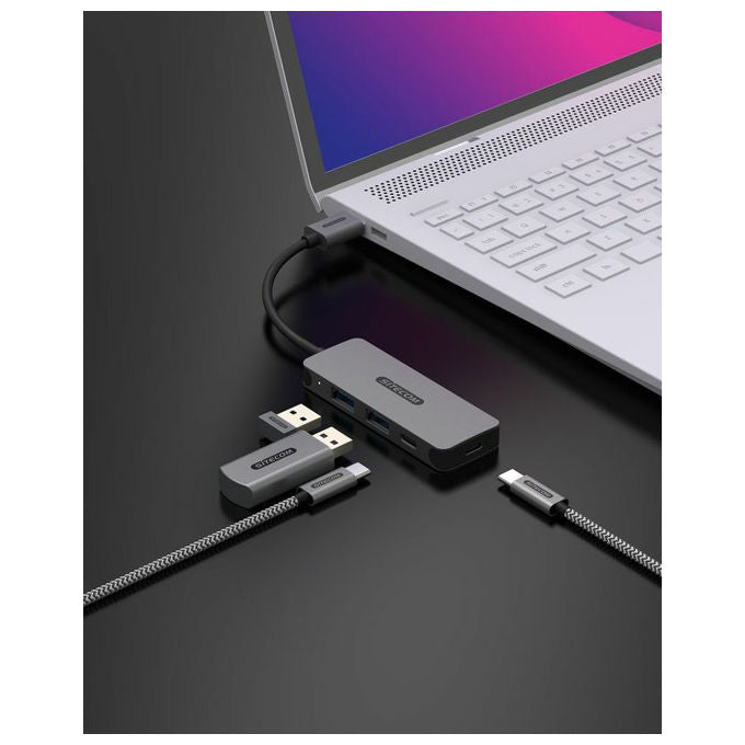 Sitecom CN-5007 Hub USB 4 Porte 2x USB-A 2x USB-C USB 3.2 Gen 1 5000 Mbit-s Plug and Play colore Nero Grigio