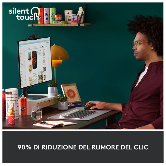 Logitech 910-006236 Signature M650 L Mouse Wireless Bluetooth Ottico 2000 DPI 5 tasti clic silenzioso colore Grafite