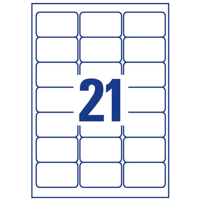 Avery L7560-25 Etichette Autoadesive Trasparenti per Indirizzi 63,5x38,1 mm 21 per Foglio 525 pz Laser A4 colore Trasparente