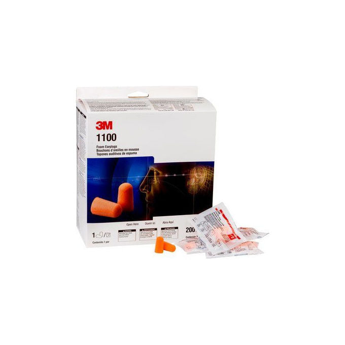 3M 1100 Inserti Auricolari Monouso Schiuma Poliuretanica 200 Paia SNR 37 dB EN 352-2 colore Arancione
