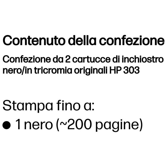 HP 3YM92AE 303 Cartuccia Inchiostro Multipack 2 pz Nero Ciano Magenta Giallo Resa Standard 200 pagine colore Nero