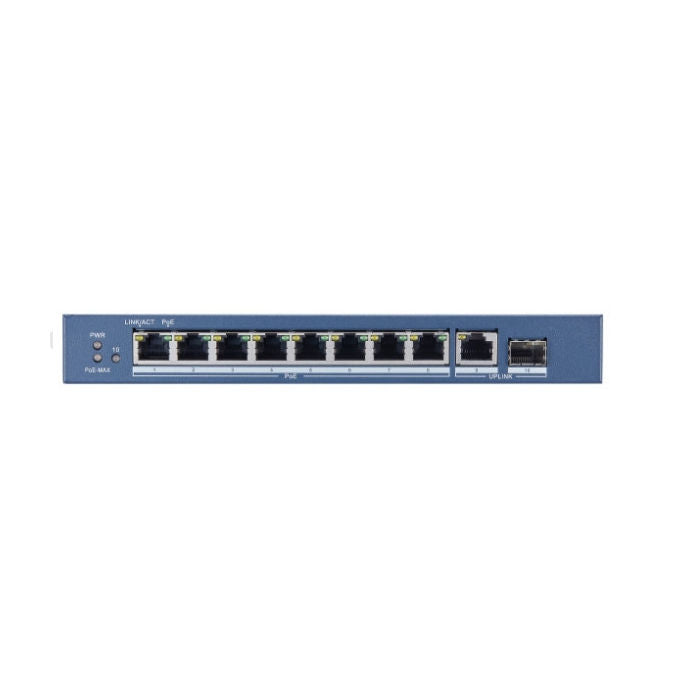 Hikvision DS-3E0510P-E-M Switch Non Gestito L2 8 Porte PoE Gigabit 1 Porta RJ45 1 Porta SFP 58W 20 Gbps colore Blu