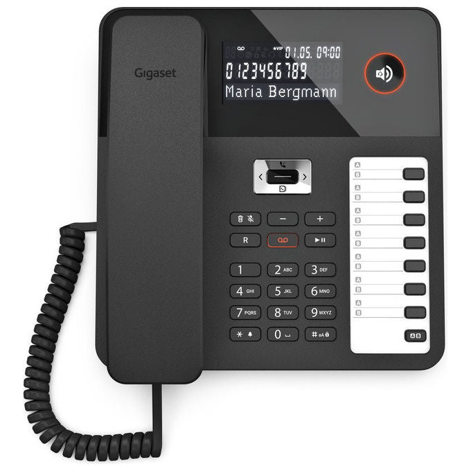 Gigaset DESK 800A Telefono DECT a filo con segreteria display LCD vivavoce rubrica 200 voci colore Nero