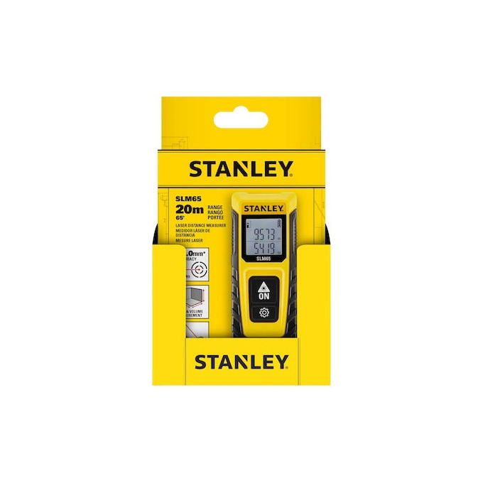 Stanley SLM65 Distanziometro Laser 20 m precisione 3 mm display LCD calcolo area volume colore Nero Giallo