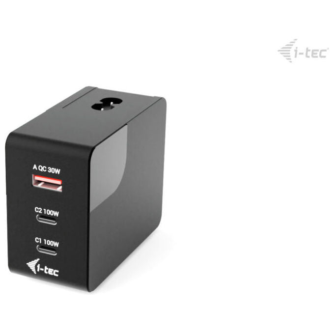 I-tec CHARGER-INTG100W Caricabatterie Multiporta 100W 2x USB-C 1x USB-A Display LCD Touch Ricarica Rapida colore Nero