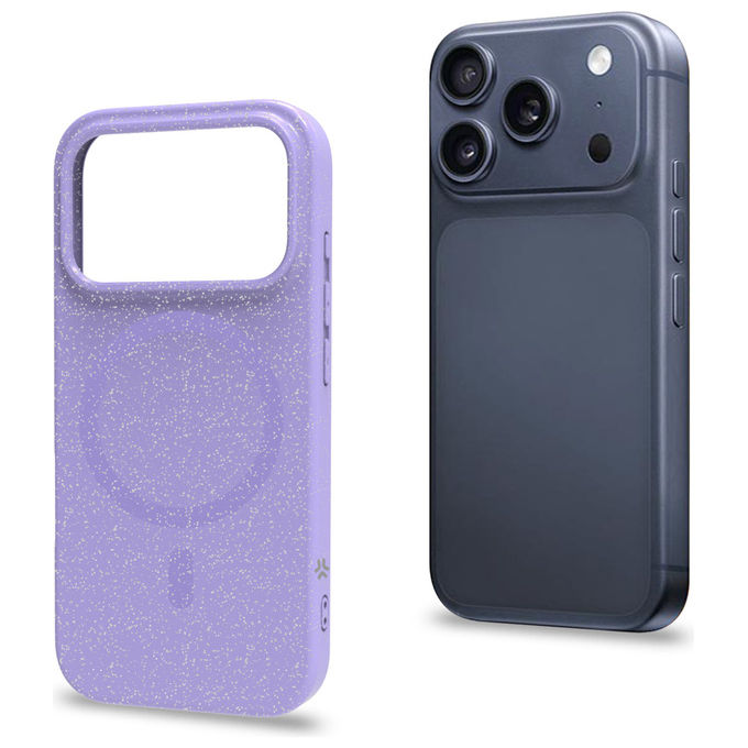 Celly COLMAGGLI1151VL Cover iPhone 17 Pro TPU MagSafe finitura glitterata colore Viola
