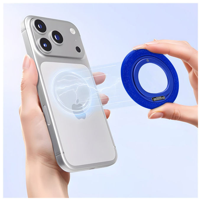 Celly COLMAGRINGBL Offset Collection Anello Magnetico Supporto Universale per Smartphone colore Blu