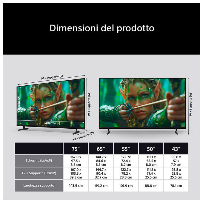 Sony K-55S25M2 BRAVIA 2 II Smart TV 55'' 4K Ultra HD LCD Direct-LED Google TV Dolby Atmos colore Nero