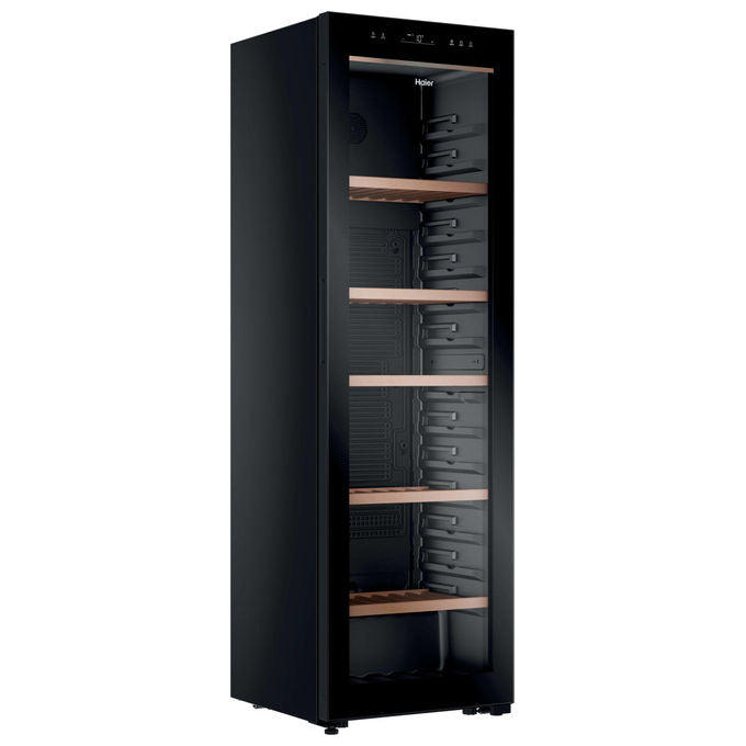Haier HWS205GGEH1 Cantinetta Vino a Compressore 205 Bottiglie 372 L Classe G 37 dB Wi-Fi Ripiani Legno Protezione UV (192,5x59,7x59,4 cm) colore Nero