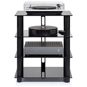 NorStone NOREPU4BKS Epur 4 Mobile HiFi Struttura Acciaio Spazzolato Ripiani Vetro Temperato colore Nero