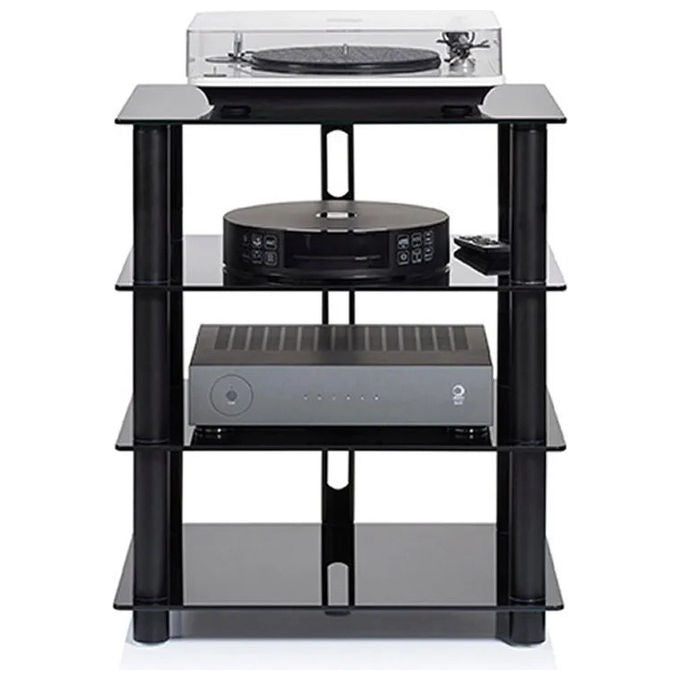 NorStone NOREPU4BKS Epur 4 Mobile HiFi Struttura Acciaio Spazzolato Ripiani Vetro Temperato colore Nero
