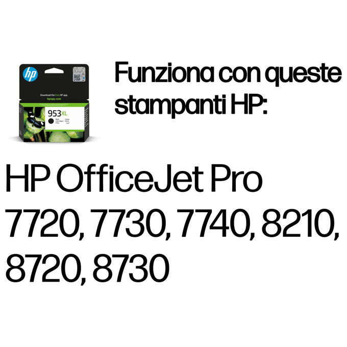 HP L0S70AE 953XL Cartuccia Inkjet Alta Capacita' Inchiostro a Pigmento 2000 pagine 42,5 ml colore Nero