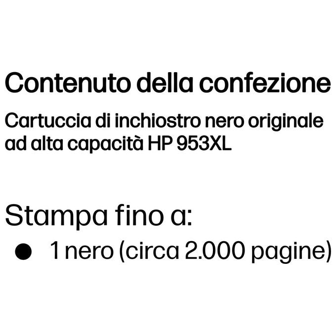 HP L0S70AE 953XL Cartuccia Inkjet Alta Capacita' Inchiostro a Pigmento 2000 pagine 42,5 ml colore Nero
