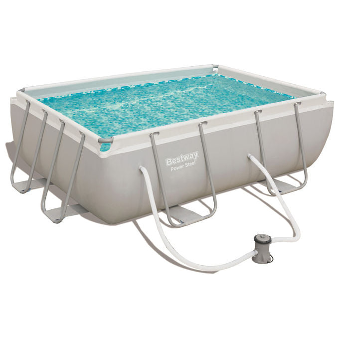 Bestway 56629 Power Steel Piscina Fuori Terra Rettangolare 282x196x84 cm 3662 L con Pompa Filtro a Cartuccia colore Grigio