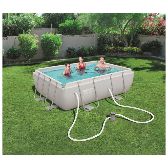 Bestway 56629 Power Steel Piscina Fuori Terra Rettangolare 282x196x84 cm 3662 L con Pompa Filtro a Cartuccia colore Grigio