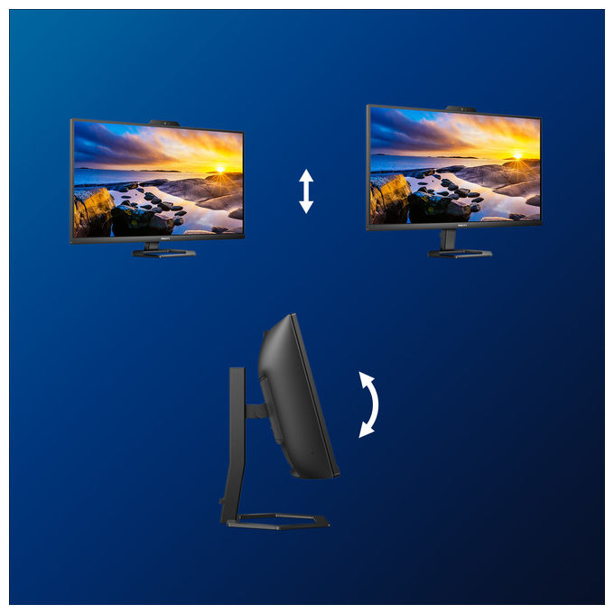 Philips 34E1C5600HE-00 Serie 5000 Monitor PC Curvo 34'' VA LED 3440x1440 100Hz Webcam 5MP USB-C 65W colore Nero