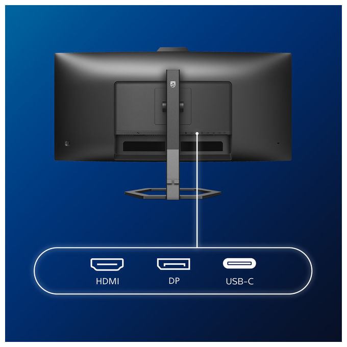 Philips 34E1C5600HE-00 Serie 5000 Monitor PC Curvo 34'' VA LED 3440x1440 100Hz Webcam 5MP USB-C 65W colore Nero