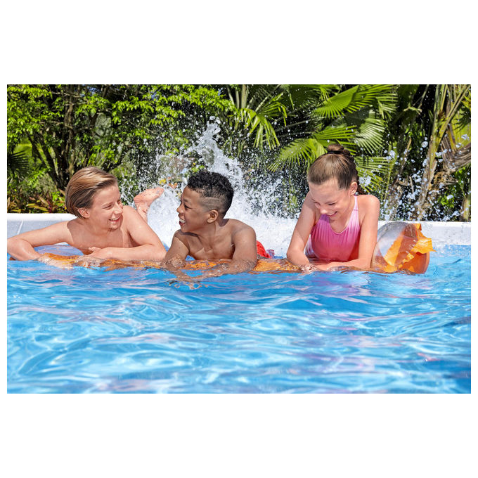 Bestway 56670 Power Steel Piscina Fuori Terra Rettangolare 488x244x122 cm 11532 L con Pompa Filtro Scaletta ChemConnect colore Grigio