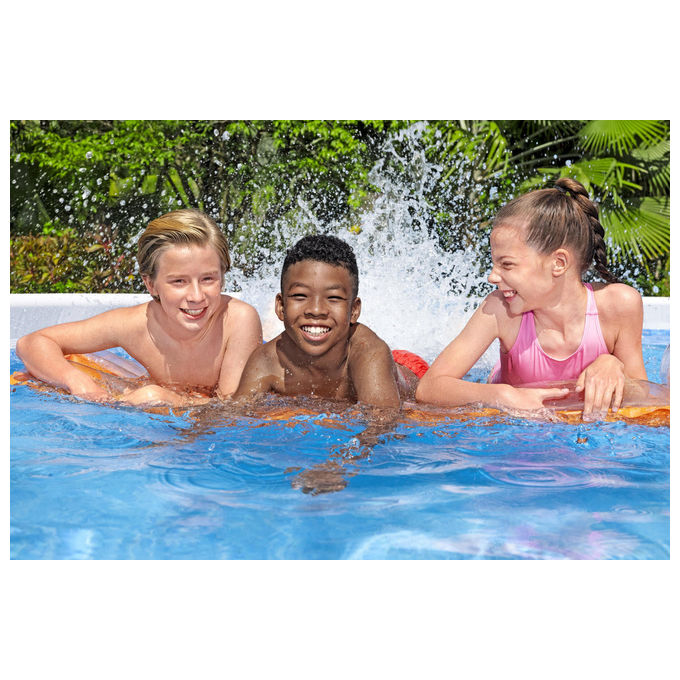 Bestway 56670 Power Steel Piscina Fuori Terra Rettangolare 488x244x122 cm 11532 L con Pompa Filtro Scaletta ChemConnect colore Grigio