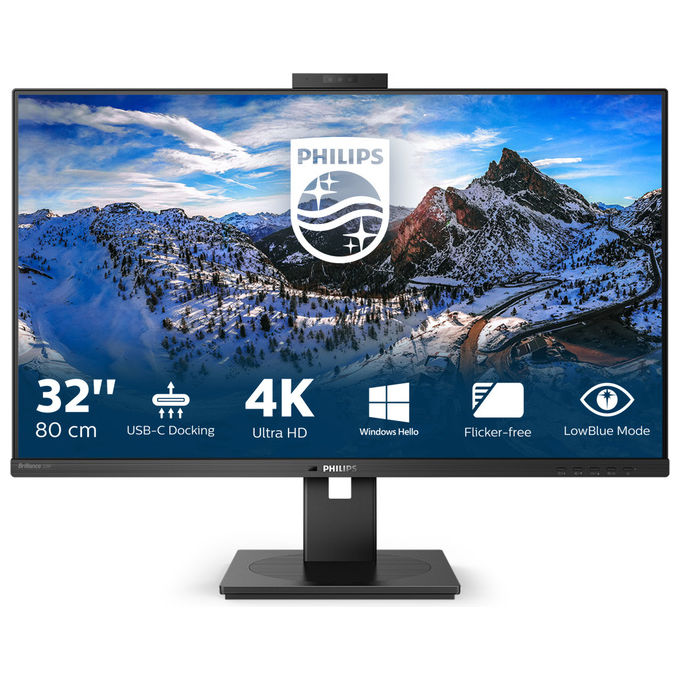 Philips 329P1H-00 P Line Monitor PC 31.5'' IPS 4K Ultra HD USB-C Docking 90W Webcam Hub USB 3.2 Ethernet colore Nero