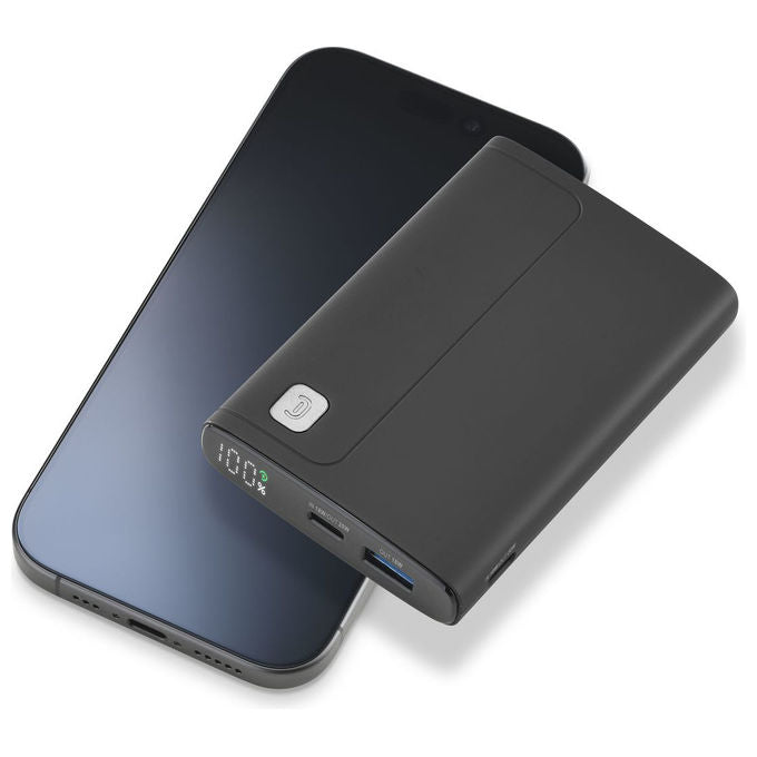 Cellularline PBDISPL01PD10000K Elite Power Bank 10000 mAh 20W Power Delivery Display LCD 3 porte colore Nero