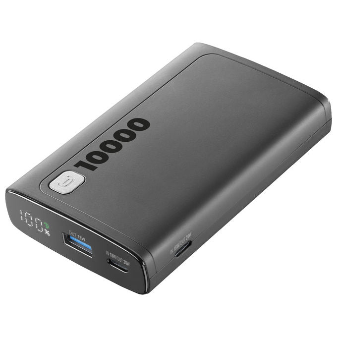 Cellularline PBDISPL01PD10000K Elite Power Bank 10000 mAh 20W Power Delivery Display LCD 3 porte colore Nero
