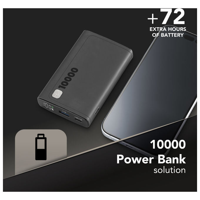 Cellularline PBDISPL01PD10000K Elite Power Bank 10000 mAh 20W Power Delivery Display LCD 3 porte colore Nero