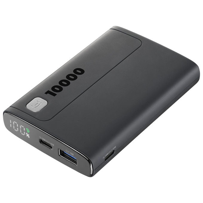 Cellularline PBDISPL01PD10000K Elite Power Bank 10000 mAh 20W Power Delivery Display LCD 3 porte colore Nero