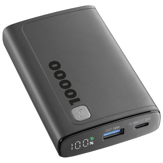 Cellularline PBDISPL01PD10000K Elite Power Bank 10000 mAh 20W Power Delivery Display LCD 3 porte colore Nero