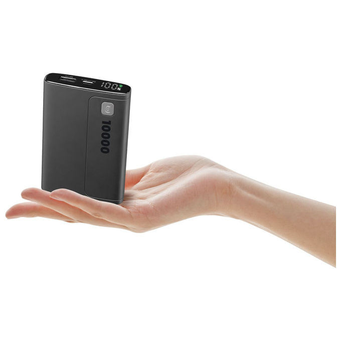 Cellularline PBDISPL01PD10000K Elite Power Bank 10000 mAh 20W Power Delivery Display LCD 3 porte colore Nero