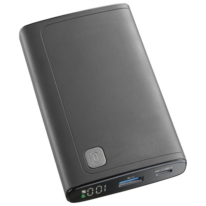 Cellularline PBDISPL01PD10000K Elite Power Bank 10000 mAh 20W Power Delivery Display LCD 3 porte colore Nero
