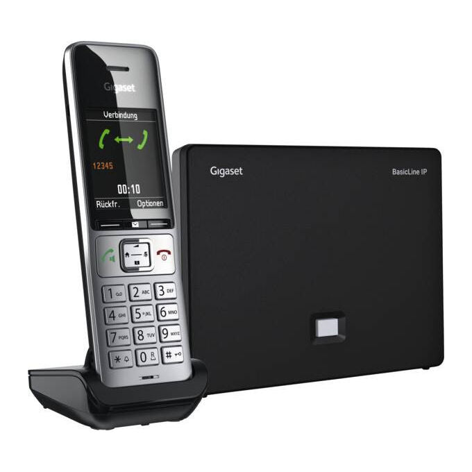 Gigaset S30852-H3219-R101 BasicLine IP COMFORT 500HX Telefono DECT VoIP Vivavoce Display TFT 2.2'' Rubrica 300 voci colore Nero Argento