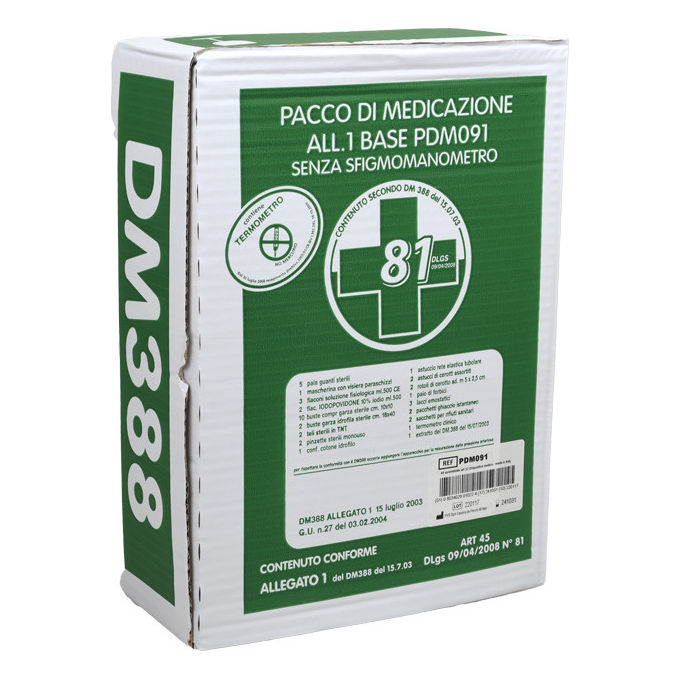 PVS PDM091 Kit Reintegro Pronto Soccorso Industriale DM388 3+ persone senza sfigmomanometro colore Verde