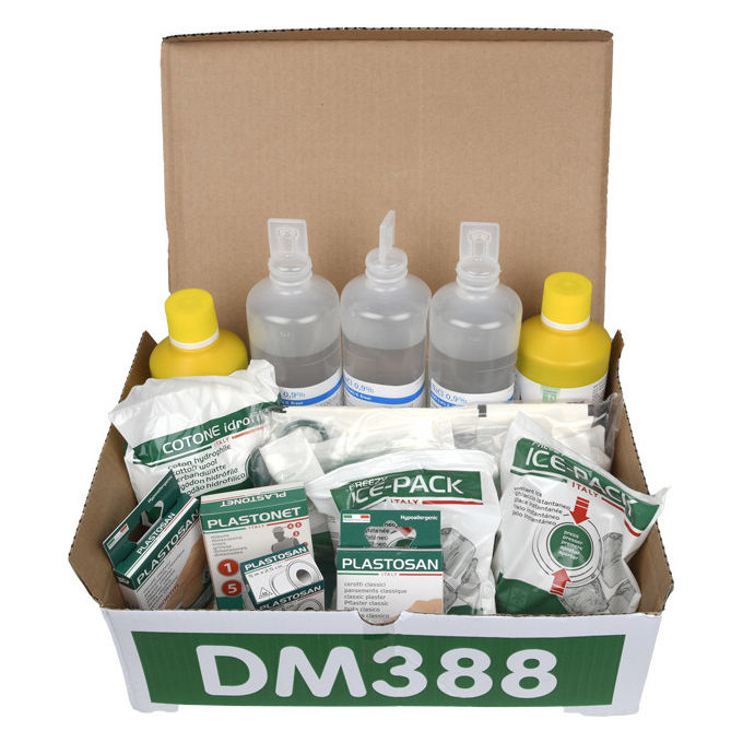 PVS PDM091 Kit Reintegro Pronto Soccorso Industriale DM388 3+ persone senza sfigmomanometro colore Verde