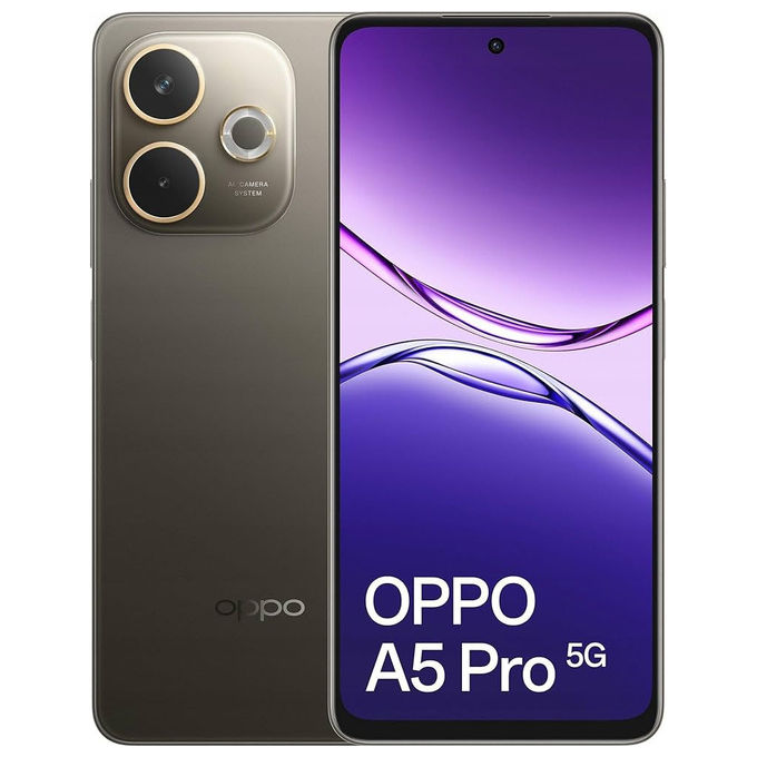 Oppo CPH2695 A5 Pro Smartphone 5G 6.67'' 8GB 256GB 50MP 5800mAh Android 15 colore Nero Marrone