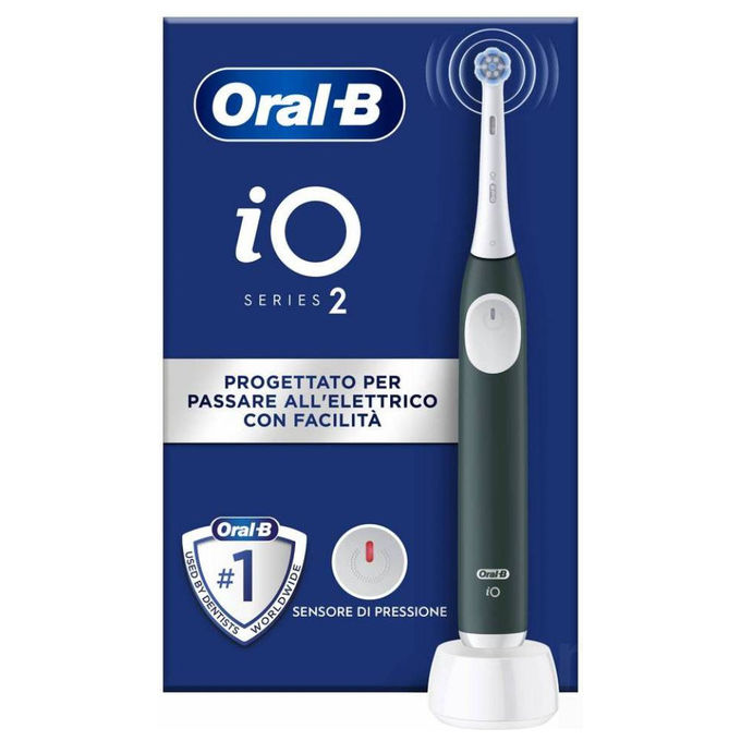 Oral-B IO2GREEN iO 2 Spazzolino elettrico Micro-vibrazioni 3 modalita' Timer 2 min 1 Testina di Ricambio colore Verde