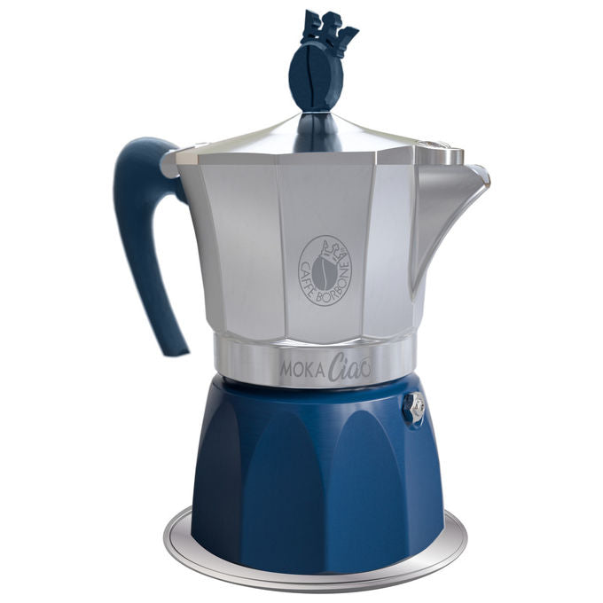 Caffe' Borbone MOKACIAOINDUZ MokaCiao Moka per Cialde ESE 44mm 3 Tazze Compatibile Induzione colore Blu Grigio
